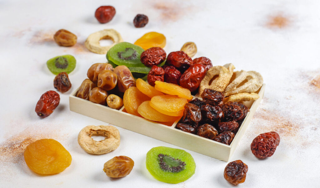 dried organic fruits assortment.